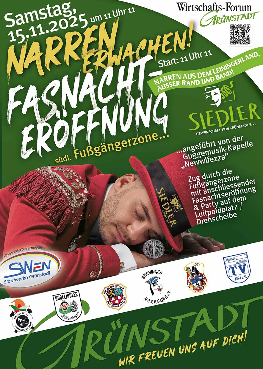 Plakat Siedlerfasnacht Grünstadt 2025 Plakat Siedlerfasnacht Grünstadt 2025