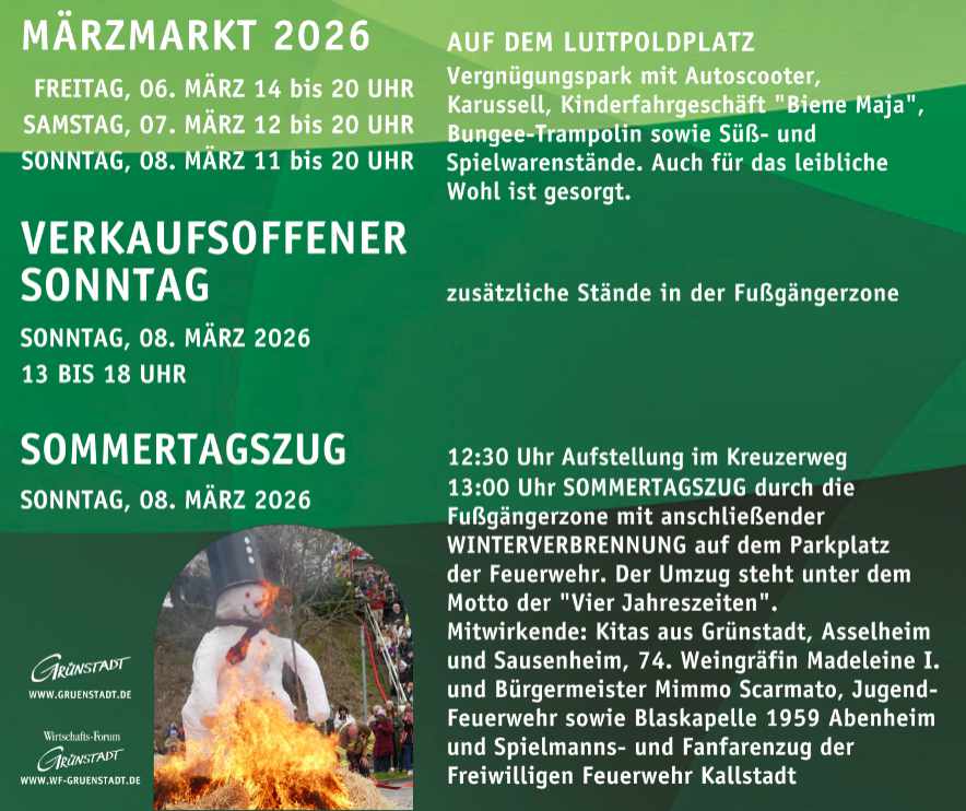 Programm Märzmarkt Grünstadt 2026